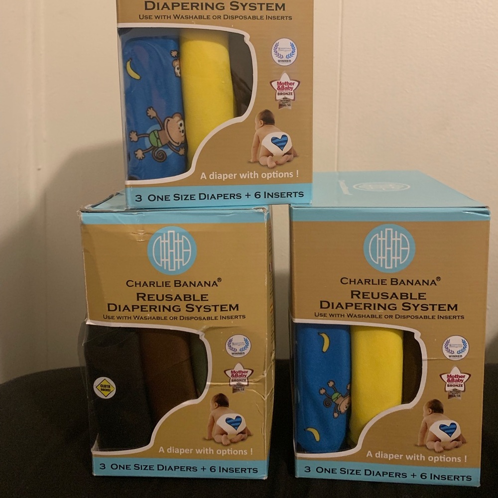 3- 3pks of Charlie banana cloth diapers